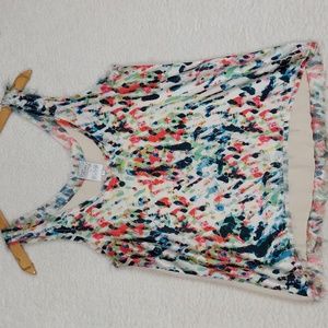 Lovers + Friends x Because I'm Addicted Watercolor Tank Top Fray hem Small